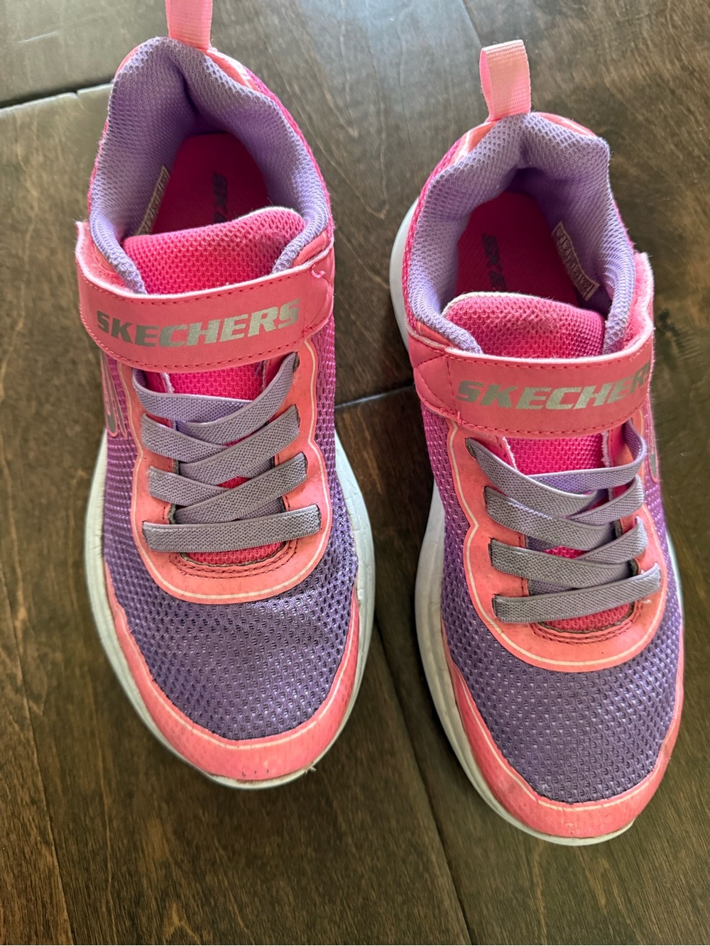 Skechers Girls Pink & Purple Mesh Hook-and-Loop Sneakers